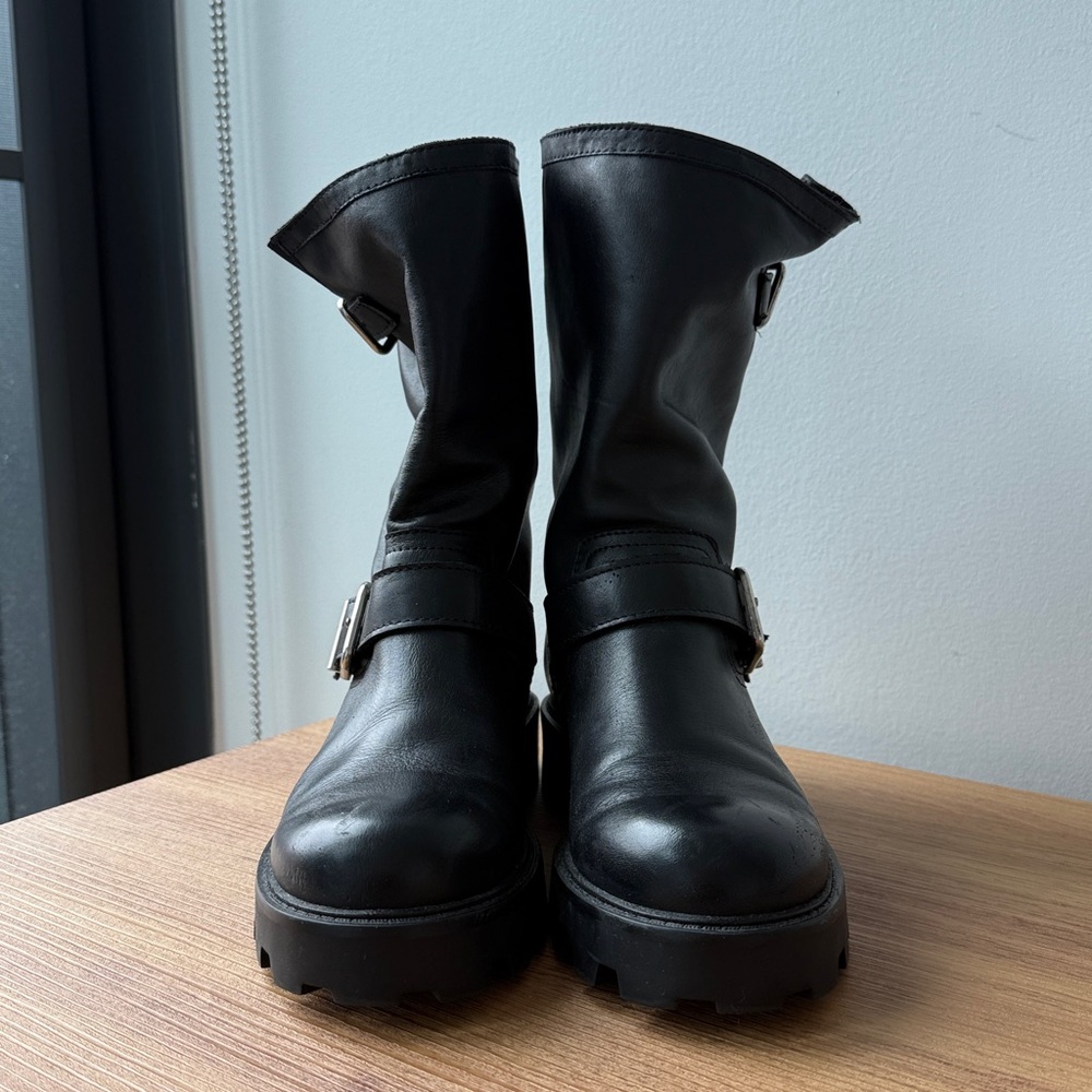 Steve Madden Black Leather Biker Boots